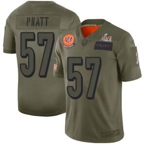 Nike Cincinnati Bengals #57 Germaine Pratt Camo Super Bowl LVI Patch Stitched NFL Limited 2019 Salute To Service Jersey