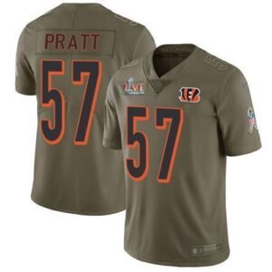Nike Cincinnati Bengals #57 Germaine Pratt Olive Super Bowl LVI Patch Stitched NFL Limited 2017 Salute To Service Jersey