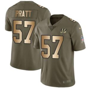 Nike Cincinnati Bengals #57 Germaine Pratt Olive/Gold Super Bowl LVI Patch Stitched NFL Limited 2017 Salute To Service Jersey