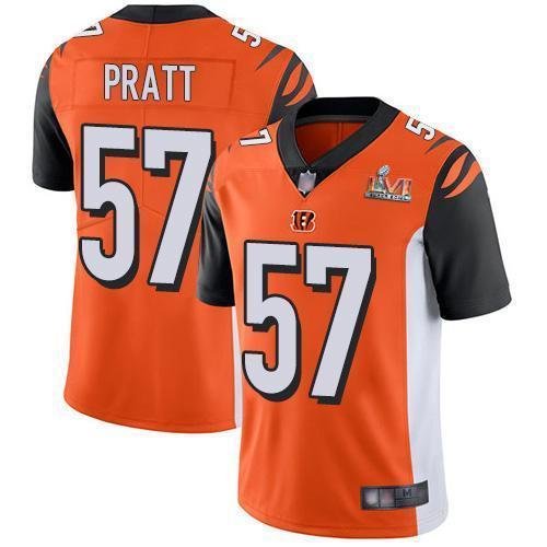 Nike Cincinnati Bengals #57 Germaine Pratt Orange Alternate Super Bowl LVI Patch Stitched NFL Vapor Untouchable Limited Jersey