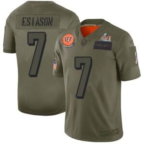 Nike Cincinnati Bengals #7 Boomer Esiason Camo Super Bowl LVI Patch Stitched NFL Limited 2019 Salute To Service Jersey