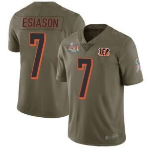 Nike Cincinnati Bengals #7 Boomer Esiason Olive Super Bowl LVI Patch Stitched NFL Limited 2017 Salute To Service Jersey
