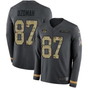 Nike Cincinnati Bengals #87 C.J. Uzomah Anthracite Salute to Service Stitched NFL Limited Therma Long Sleeve Jersey