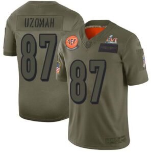 Nike Cincinnati Bengals #87 C.J. Uzomah Camo Super Bowl LVI Patch Stitched NFL Limited 2019 Salute To Service Jersey
