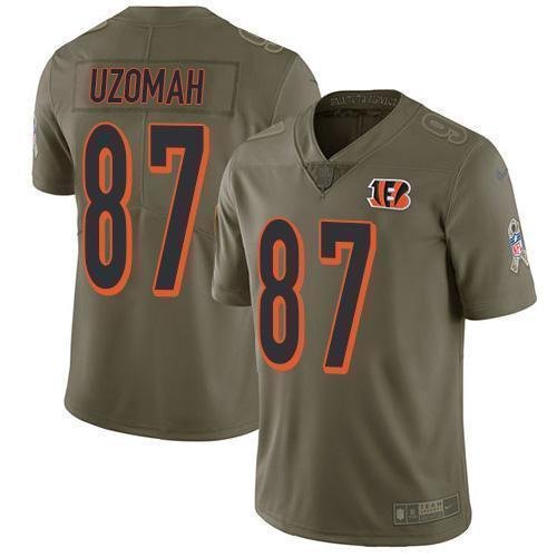 Nike Cincinnati Bengals #87 C.J. Uzomah Olive Stitched NFL Limited 2017 Salute To Service Jersey