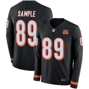Nike Cincinnati Bengals #89 Drew Sample Black Team Color Stitched NFL Limited Therma Long Sleeve Jersey