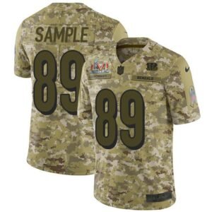 Nike Cincinnati Bengals #89 Drew Sample Camo Super Bowl LVI Patch Stitched NFL Limited 2018 Salute To Service Jersey