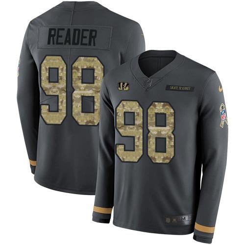 Nike Cincinnati Bengals #98 D.J. Reader Anthracite Salute to Service Stitched NFL Limited Therma Long Sleeve Jersey