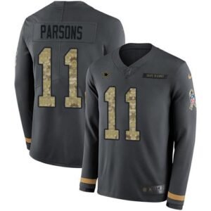 Nike Cowboys #11 Micah Parsons Anthracite Salute To Service Stitched NFL Limited Therma Long Sleeve Jersey