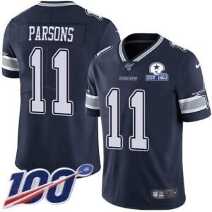 Nike Cowboys #11 Micah Parsons Navy Blue Team Color Stitched With Established In 1960 Patch NFL 100th Season Vapor Untouchable Limited Jersey