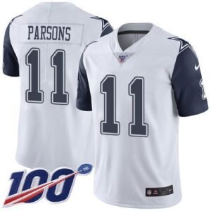 Nike Cowboys #11 Micah Parsons White Stitched NFL Limited Rush 100th Season Jersey