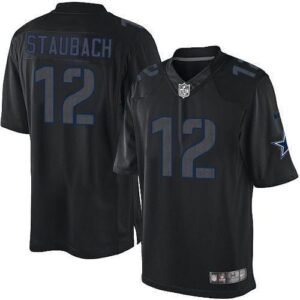 Nike Cowboys #12 Roger Staubach Black Stitched NFL Impact Limited Jersey