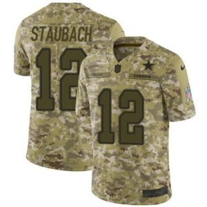 Nike Cowboys #12 Roger Staubach Camo Stitched NFL Limited 2018 Salute To Service Jersey