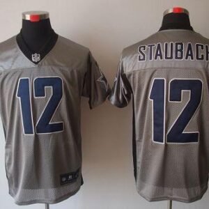 Nike Cowboys #12 Roger Staubach Grey Shadow Stitched NFL Elite Jersey
