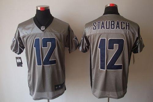 Nike Cowboys #12 Roger Staubach Grey Shadow Stitched NFL Elite Jersey