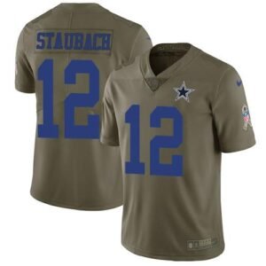 Nike Cowboys #12 Roger Staubach Olive Stitched NFL Limited 2017 Salute To Service Jersey