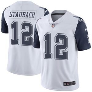 Nike Cowboys #12 Roger Staubach White Stitched NFL Limited Rush Jersey