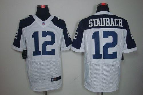 Nike Cowboys #12 Roger Staubach White Thanksgiving Throwback Stitched NFL Elite Jersey