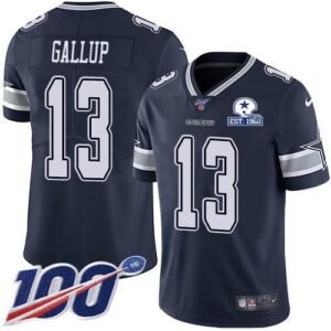 Nike Cowboys #13 Michael Gallup Navy Blue Team Color Stitched With Established In 1960 Patch NFL 100th Season Vapor Untouchable Limited Jersey