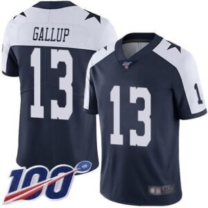 Nike Cowboys #13 Michael Gallup Navy Blue Thanksgiving Stitched NFL 100th Season Vapor Throwback Limited Jersey