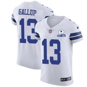Nike Cowboys #13 Michael Gallup White Stitched With Established In 1960 Patch NFL New Elite Jersey