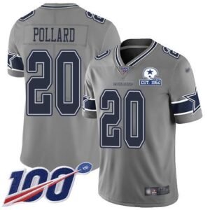 Nike Cowboys #20 Tony Pollard Gray Stitched With Established In 1960 Patch NFL Limited Inverted Legend 100th Season Jersey