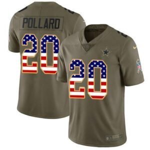 Nike Cowboys #20 Tony Pollard Olive/USA Flag Stitched NFL Limited 2017 Salute To Service Jersey