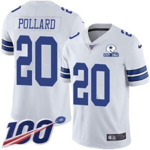 Nike Cowboys #20 Tony Pollard White Stitched With Established In 1960 Patch NFL 100th Season Vapor Untouchable Limited Jersey
