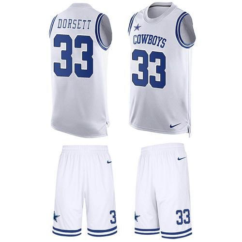 Nike Cowboys #33 Tony Dorsett White Stitched NFL Limited Tank Top Suit Jersey