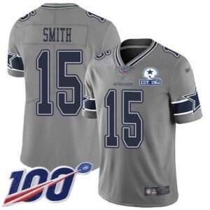Nike Dallas Cowboys #15 Devin Smith Gray Stitched With Established In 1960 Patch NFL Limited Inverted Legend 100th Season Jersey