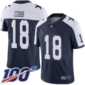 Nike Dallas Cowboys #18 Randall Cobb Navy Blue Thanksgiving Stitched NFL 100th Season Vapor Throwback Limited Jersey