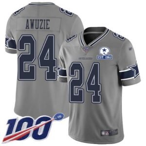 Nike Dallas Cowboys #24 Chidobe Awuzie Gray Stitched With Established In 1960 Patch NFL Limited Inverted Legend 100th Season Jersey
