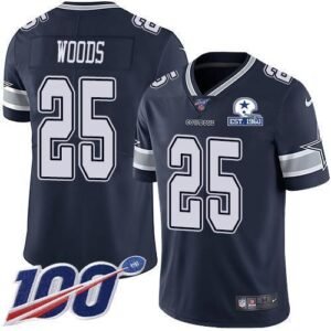 Nike Dallas Cowboys #25 Xavier Woods Navy Blue Team Color Stitched With Established In 1960 Patch NFL 100th Season Vapor Untouchable Limited Jersey M