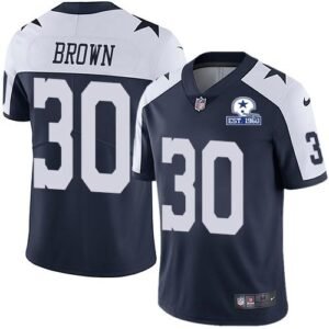 Nike Dallas Cowboys #30 Anthony Brown Navy Blue Thanksgiving Stitched With Established In 1960 Patch NFL Vapor Untouchable Limited Throwback Jersey M