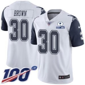 Nike Dallas Cowboys #30 Anthony Brown White Stitched With Established In 1960 Patch NFL Limited Rush 100th Season Jersey