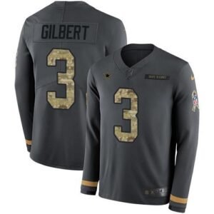 Nike Dallas Cowboys #3 Garrett Gilbert Anthracite Salute to Service Stitched NFL Limited Therma Long Sleeve Jersey