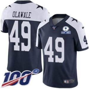 Nike Dallas Cowboys #49 Jamize Olawale Navy Blue Thanksgiving Stitched With Established In 1960 Patch NFL 100th Season Vapor Untouchable Limited Thro