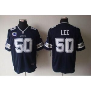 Nike Dallas Cowboys #50 Sean Lee Navy Blue Team Color With C Patch Stitched NFL Game Jersey