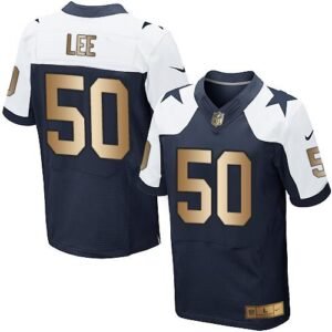Nike Dallas Cowboys #50 Sean Lee Navy Blue Thanksgiving Throwback Stitched NFL Elite Gold Jersey