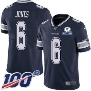 Nike Dallas Cowboys #6 Chris Jones Navy Blue Team Color Stitched With Established In 1960 Patch NFL 100th Season Vapor Untouchable Limited Jersey Men