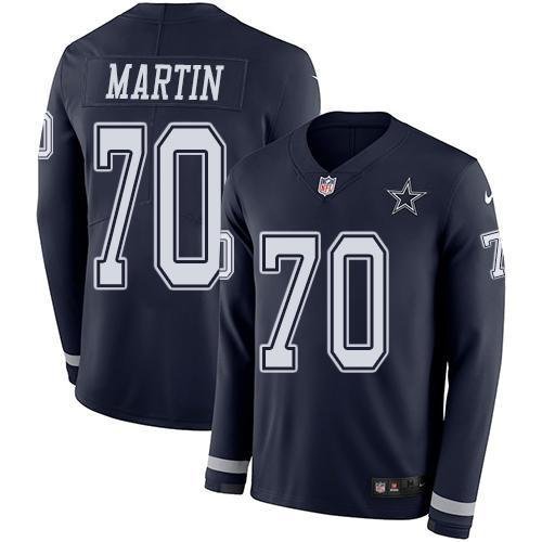 Nike Dallas Cowboys #70 Zack Martin Navy Blue Team Color Stitched NFL Limited Therma Long Sleeve Jersey