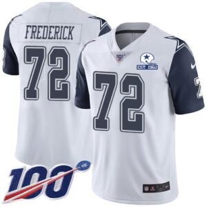 Nike Dallas Cowboys #72 Travis Frederick White Stitched With Established In 1960 Patch NFL Limited Rush 100th Season Jersey