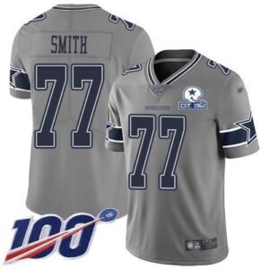 Nike Dallas Cowboys #77 Tyron Smith Gray Stitched With Established In 1960 Patch NFL Limited Inverted Legend 100th Season Jersey