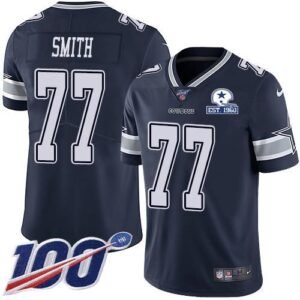 Nike Dallas Cowboys #77 Tyron Smith Navy Blue Team Color Stitched With Established In 1960 Patch NFL 100th Season Vapor Untouchable Limited Jersey Me