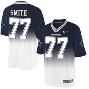 Nike Dallas Cowboys #77 Tyron Smith Navy Blue/White Stitched NFL Elite Fadeaway Fashion Jersey
