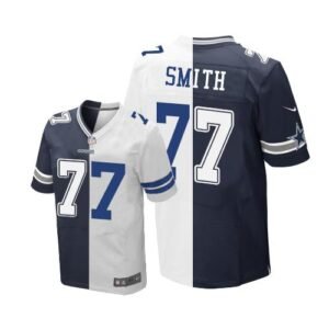 Nike Dallas Cowboys #77 Tyron Smith Navy Blue/White Stitched NFL Elite Split Jersey