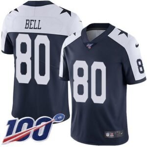 Nike Dallas Cowboys #80 Blake Bell Navy Blue Thanksgiving Stitched NFL 100th Season Vapor Throwback Limited Jersey