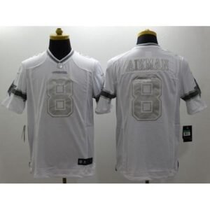 Nike Dallas Cowboys #8 Troy Aikman White Stitched NFL Limited Platinum Jersey