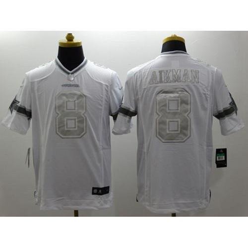Nike Dallas Cowboys #8 Troy Aikman White Stitched NFL Limited Platinum Jersey