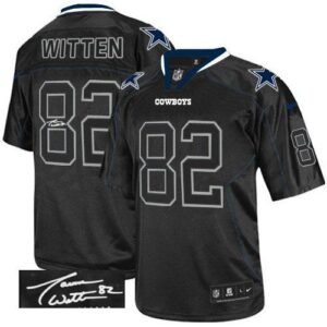 Nike Dallas Cowboys #82 Jason Witten Lights Out Black Stitched NFL Elite Autographed Jersey